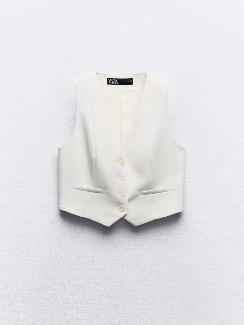 Zara Off-White Buttoned V-Neck vest